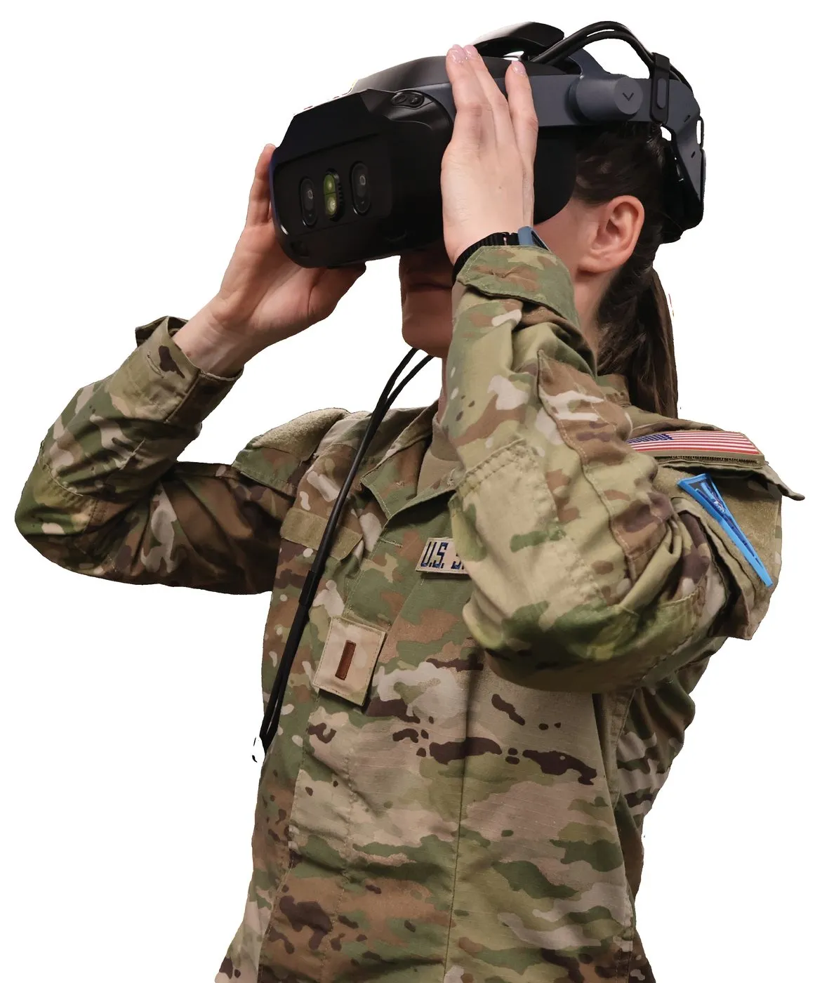 Sigmatech virtual-reality warfighter training session — immersive simulation from our Training & Simulation team